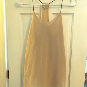 Cream Tank Top with Black Spaghetti Straps